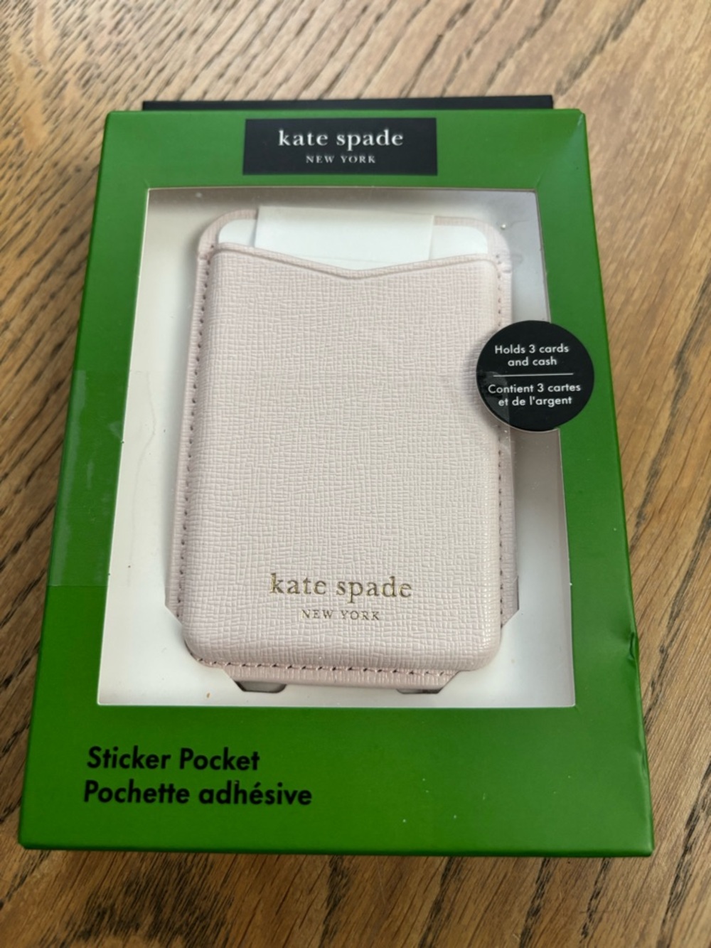 kate spade light pink adhesive sticker pocket phone card holder